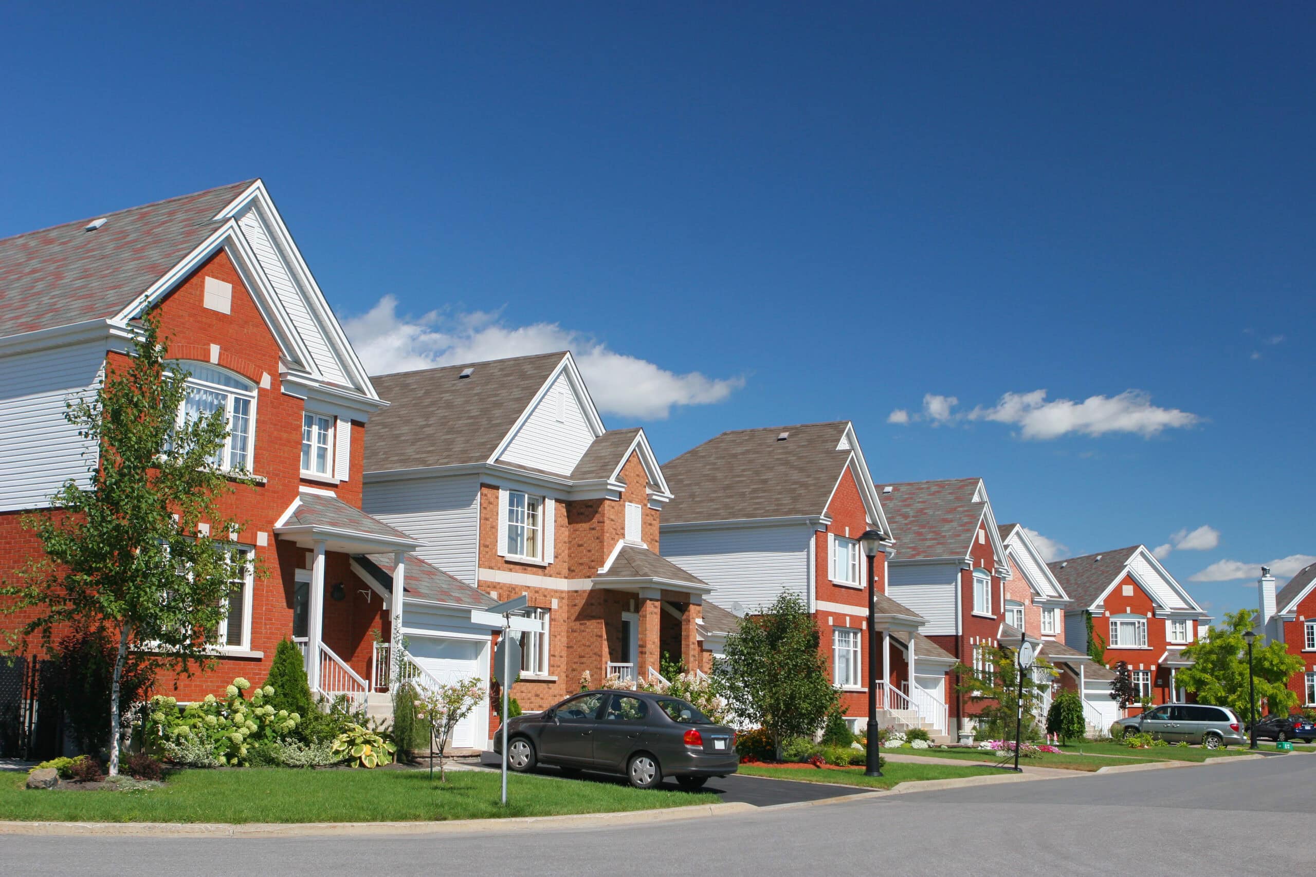 Suburban street in the spring